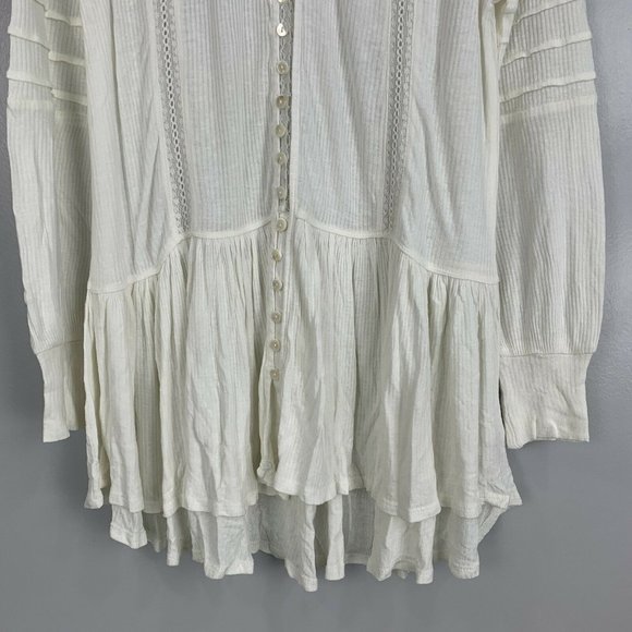 Free People Set to Stun Tunic Top in White Long Sl - Picture 5 of 9